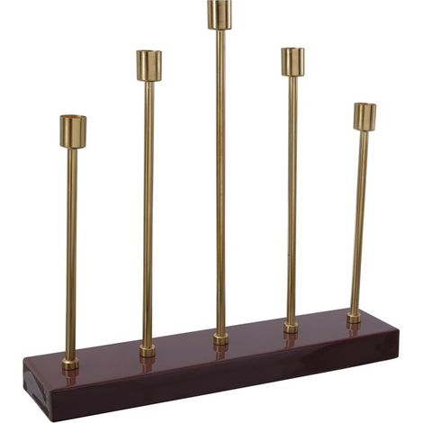 Candelabro Art Deco a 5 fiamme Bordeaux e Oro (1/3)