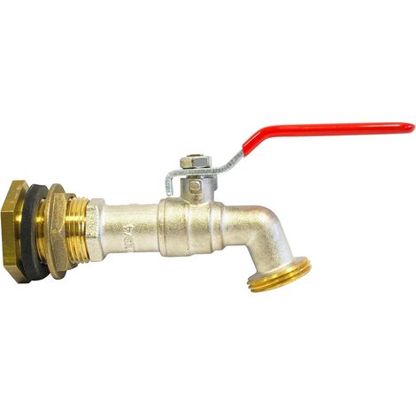 1 Kit traversée de cuve, Laiton, Robinet 1/4 tour, Nez 20x27, Récupération eau pluie (1/5)
