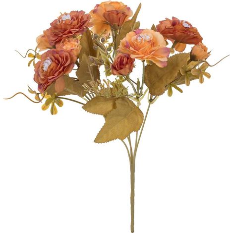Planta ramo de rosas decorativa artificial naranja 9x9x30h cm (1/5)