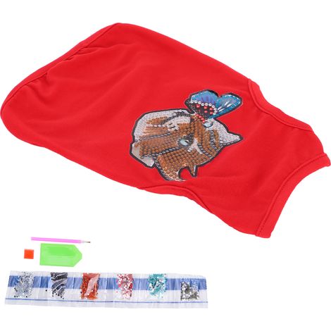 T-shirts pour chiens à peindre soi-même avec des strass - Gilet d'été confortable, respirant et lavable (Rouge L) (1/5)