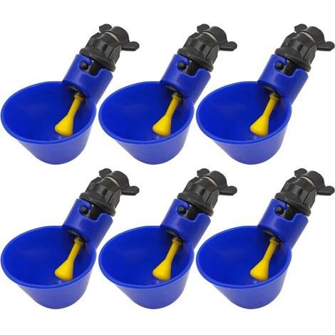 16er-Packung Schwarze und blaue Hühnertränkebecher aus Kunststoff, automatische Tränke für Hühner, Vögel, Wachteln und Geflügel (1/5)
