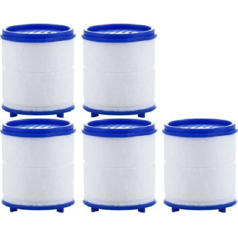 Lot de 5 filtres anti-éclaboussures, filtre à eau pour tête de robinet pour filtration de l'eau du robinet, double filtre en coton PP et boule de sulfite de calcium (1/4)