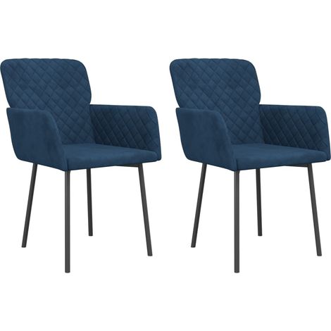 Lot de 2 Chaises à manger,Chaise de cuisine Bleu Velours CFW11609 (1/5)