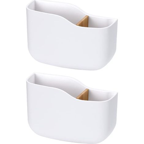 2-teilige Wand-Organizer-Box, Fernbedienungshalter, Wand-Aufbewahrungsboxen, Wand-Fernbedienungshalter, für Mediaplayer, Controller, Mobiltelefone (Weiß) (1/5)