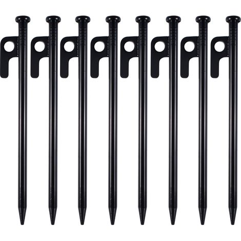 8 Pièces Piquets De Tente Robustes, Sardine pour Tente, Piquets de en MéTal, 20cm Haute Résistance Fer Forgé Enjeux De Tente De Camping avec Crochet Et Trou pour Camping, Auvents de Camping, Jardin (1/5)
