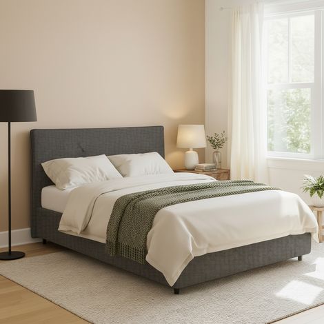 Letto Matrimoniale Crewe, Sfoderabile, Contenitore Made in Italy, Grigio Tortora (1/5)