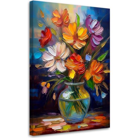 Tableau déco Bouquet de fleurs dans un vase coloré 40x60 (1/5)