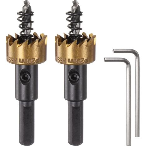 sourcing map Lot de 2 scies cloches 20 mm (51/64") M35 HSS (acier rapide) avec revêtement en titane
