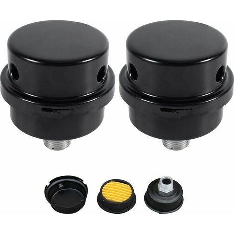 Compresseur d'air Filtre Silencieux, 3/8" 16mm Male Filetage Metal Coque Air Compresseur Silencieux Filtre, Silencieux Fliter d'admission en métal pour les chaudières à compresseur d'air 2 Pcs (1/5)