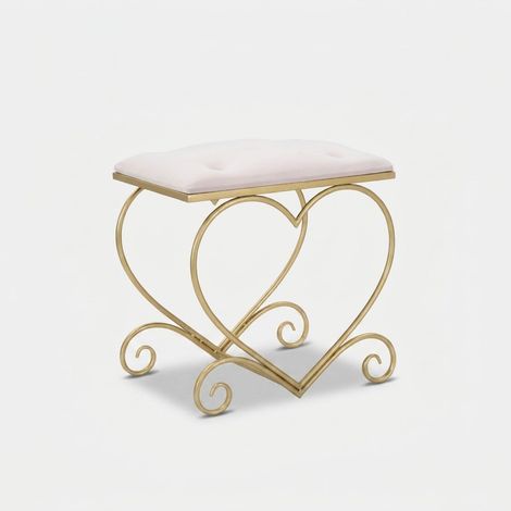 Taburete Mauro Ferretti Corazón diseño oro rosa 50x37,5 cm (1/4)