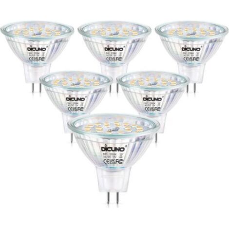 Ampoule LED GU5.3 MR16, Blanc chaud 2700K, 12V, 5W équivalent 50W lampes halogènes, 440LM, Spot GU5.3 LED dimmable pour plafonnier, 6 Pièces [Classe énergétique F]