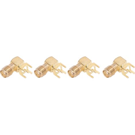 Lot de 10 connecteurs RF SMA 4 broches coudés 90° pour antenne PCB socle coaxial plaque panneau adaptateur (1/5)