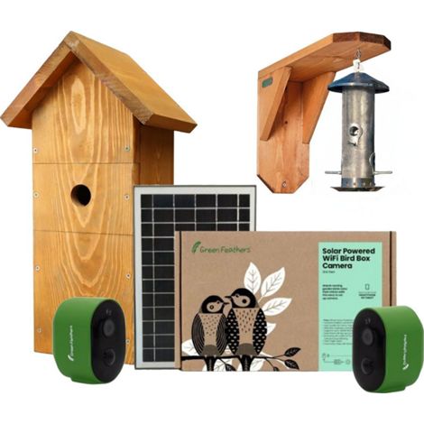 Solar Bird Box and Bird Feeder 2 Camera Garden Kit