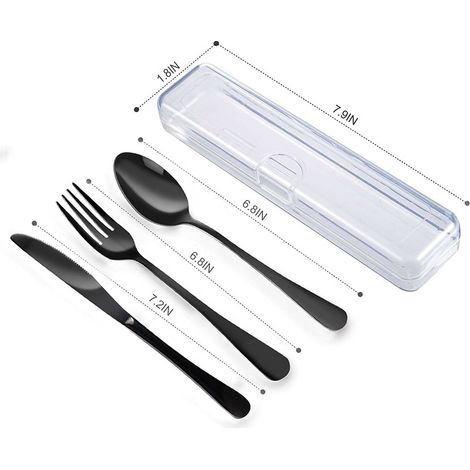 Ensemble de trois tiroirs à couverts de voyage - Boîte à couverts en plastique portable, facile à transporter, réutilisable, adaptée à l'école, aux boîtes à lunch, au camping, aux fêtes et à un usage (1/2)