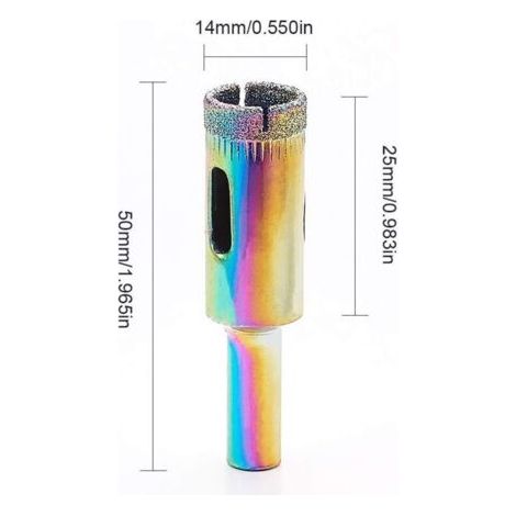 Lot de 4 forets de scie-cloche en acier au carbone pour verre, porcelaine, carrelage, céramique, marbre, granit - 14 mm (1/3)