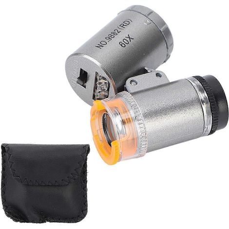 Microscope de poche avec grossissement 60x, 2 LED, 1 lampe UV, large gamme d'applications, boîtier robuste en acrylique ABS, microscope portable intelligent WHBYV (1/4)