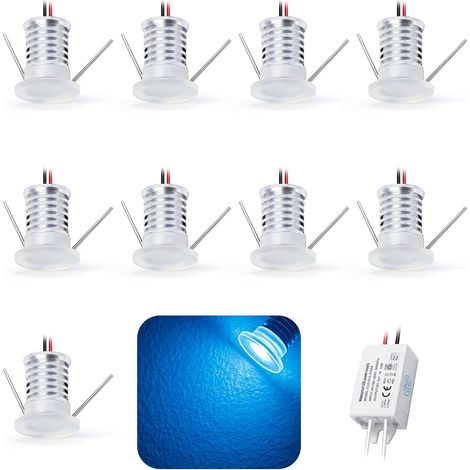 9pcs Mini Spot LED 12V 1W RGB, IP65 Étanche Petite Taille Lampes Avec Transfo 220V, 15mm Pointeur Éclairage Encastré Pour Meuble Veilleuse Armoires Escaliers (Blanc Chaud) (1/5)