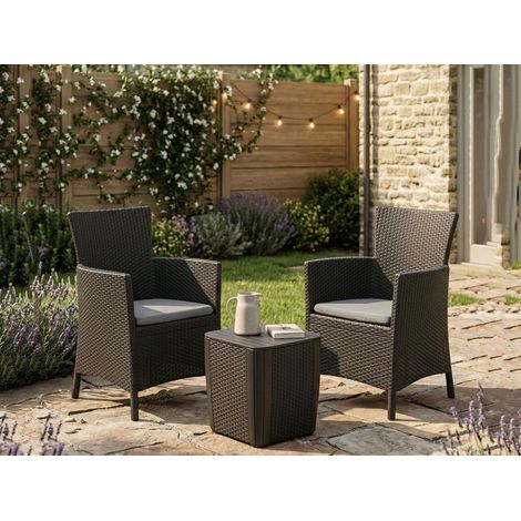Dmora - Loungeset für draußen Viking, Outdoor-Lounge mit Couchtisch, Terrassenset mit Kissen, Gartenkomposition mit Sofa und Sesseln, 62x60 h89 cm, Anthrazit (1/4)