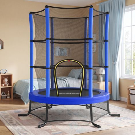 Mini Trampoline pour Enfant, avec Filets de Sécurité, Cadre en Acier, pour Intérieur, Extérieur, Jardin, Bleu