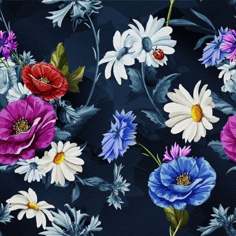Tela Oxford decorativa para exteriores - Motivo de flores silvestres sobre fondo oscuro I DX463 (1/5)