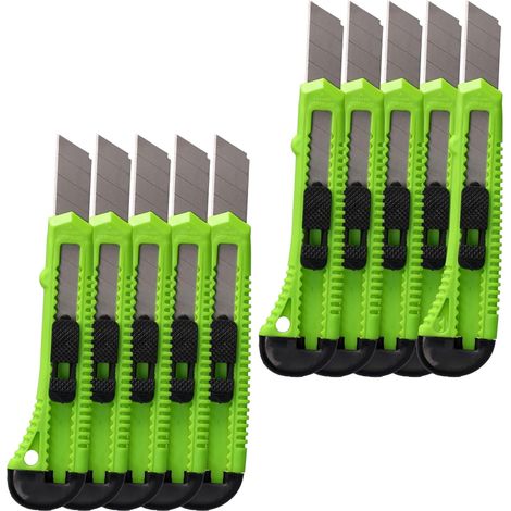 10x Cutters Lot de 10 Cutters Professionnels Robuste - Lame 18 mm (1/5)