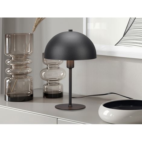LED Tischleuchte aus Metall Schwarz, Lampenschirm innen Gold, Höhe 30cm (1/5)