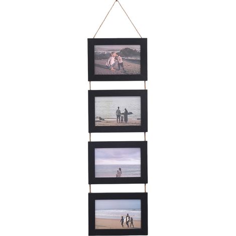 Cadre photo suspendu 4x6 avec verre véritable, cadre collage pliable pour 4 photos, décoration murale avec corde en chanvre (1/5)