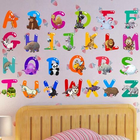 Lot amovible alphabet autocollant PVC imperméable DIY décoration murale porte chambre enfant (1/5)