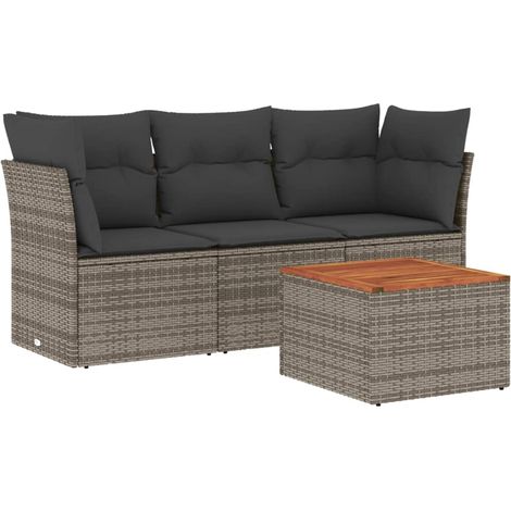 Maison Exclusive - 4-tlg. Garten-Sofagarnitur mit Kissen Grau Pol
