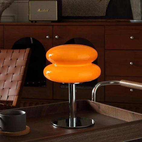 Offre exceptionnelle  Lampe champignon orange, lampe de chevet moderne style années 50, lampe rétro à intensité variable en forme de tartelette aux œufs, éclairage d'ambiance pour la chambre - Glad (1/5)