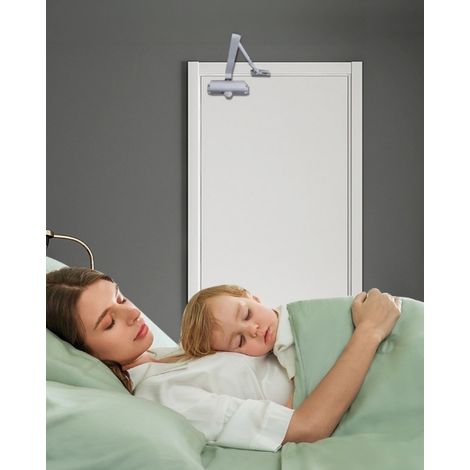 Ferme‑porte hydraulique automatique silencieux en alliage d’aluminium dispositif de fermeture amorti pour porte d’entrée porte coupe feu adapté pour porte de 25 à 65 kg (1/5)