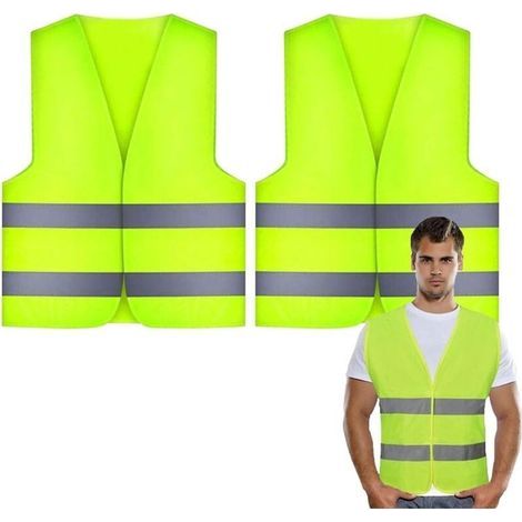 CSPARKV 2 PCS Gilet de Sécurité,Jaune Gilet de Sécurité Réfléchissant, Gilet Haute Visibilité Fluo Reflechissant Homme Femme,Taille Universelle, Réfléchissant à 360°,pour Conducteurs Travailleurs Unis (1/5)