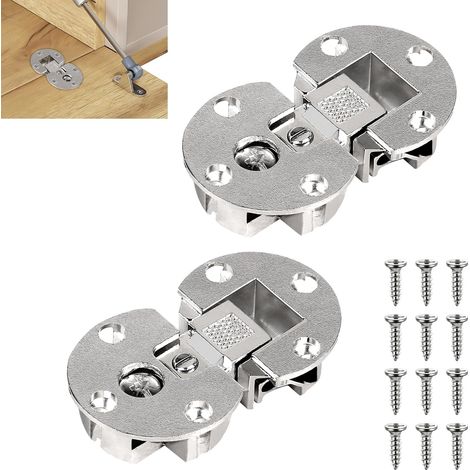 Lot de 2 Charnières à rabattre semi-circulaires, axe de rotation à 90° Charnière de couvercle réglable 3D, Charnière de meuble pour battants en bois (1/4)