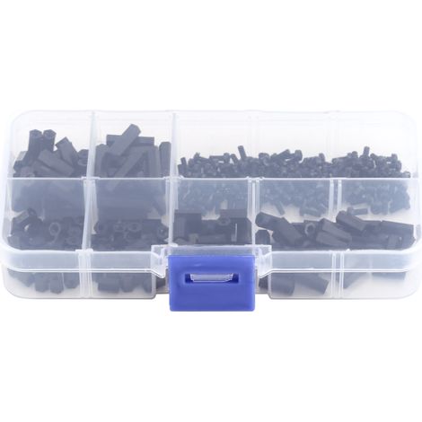 Lot de 250 entretoises hexagonales femelles M2 en nylon, kit de vis d'écartement pour colonne, assortiment de fixations (entretoises femelles M2 D) (1/5)
