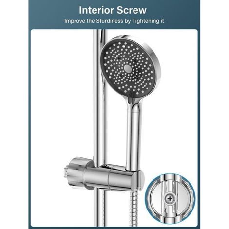 Support Pommeau De Douche - Crochets Double - Tige Coulissante 16 À 28 Mm - Sans Perçage - Pour Flexible 19 À 23 Mm - 1 Pièce (1/5)