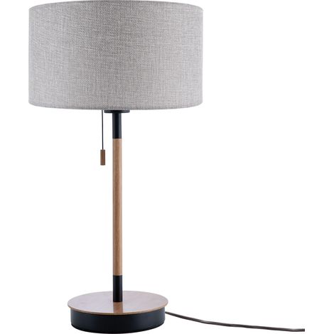 Paco Home Lampe De Bureau Lampe De Chevet Hauteur 49 cm Design Scandinave  Gris (Ø28 cm),  Lampe de bureau noir/bois
