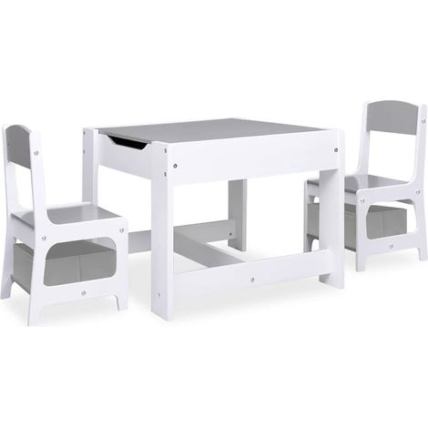 Table pour enfants avec 2 chaises Blanc MDF