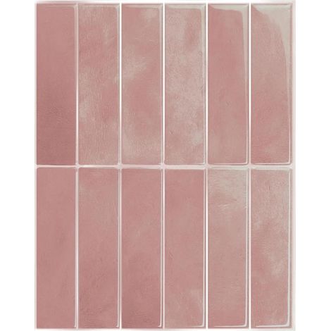 Lot de 10 crédences adhésives pour cuisine, salle de bain, carrelage mural, rose (1/5)