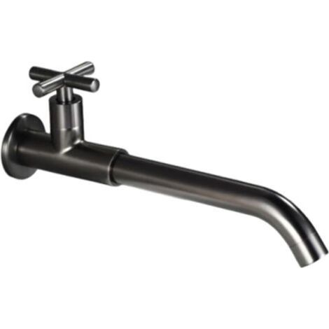 Kaltwasserhahn – 360° drehbar – mit Kreuzgriff – für Küchenspülen und Gärten – Schwarz – 1 Stück – 28 cm – Crezuo