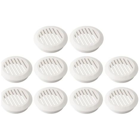 10 - Grille De Ventilation - Bouche D'aération - Plastique Rond Pour Mur Et Plafond - Protection Menuiserie - Blanc - 6x6cm