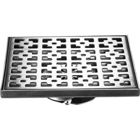 Floor drain and shower drain with hair strainer stop, silver, 20×20cm (1/4)