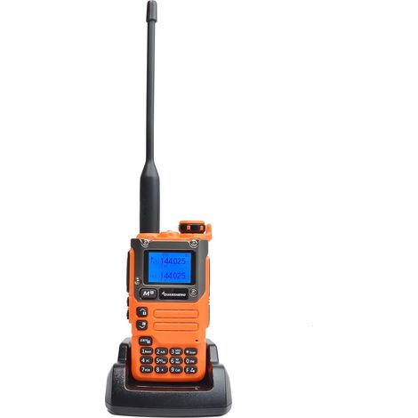 Talkie Walkie Longue Portée VHF UHF 200 Canaux Radio Portable Rechargeable Professionnelle à Deux Voies avec AM/FM/DTMF, VOX, Fréquence de Réplication, NOAA Alerte Météo (Orange) (1/5)