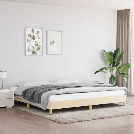 Cadre De Lit Moderne: King Size - Lit Double - Crème 200 x 200 cm Tissu Chic-574559 (1/5)