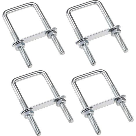 4 Stück U-Bolzen M6 U-Bolzen 80 x 50 mm, U-Bolzen aus Edelstahl mit Muttern-Unterlegscheiben-Platten, Klemmbolzen zur Befestigung von Rohren, für Rohrdurchmesser unter 50 mm