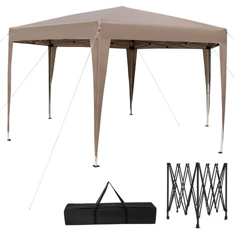 TRADE SHOP - Gazebo Tenda Richiudibile Da Giardino Esterno 3x3mt Per Campeggi Festa Con Borsa Trasporto - Tortora
