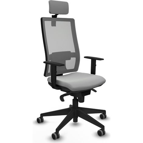 Horna sincro malla gris similpiel gris claro brazos 1D base piramidal cabecero 2D ruedas 65mm engomadas (1/5)