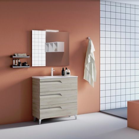 ROYO VITALE Conjunto Mueble de Baño Completo 3 Cajones Blanco Nature - Medida: 80 cms - ref: C0072412 (1/2)