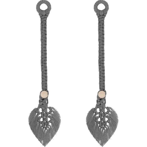 Lntyq 2er-Pack Vorhang-Raffhalter im Bohemian-Stil, Vorhang-Raffhalter für den Frühling, Dekoration (grau) (1/5)