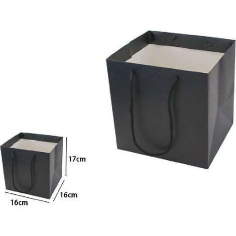 Geschenktüte – Schwarz – 16 x 16 x 17 cm – Mit Kordelzug – 3er-Set (1/5)