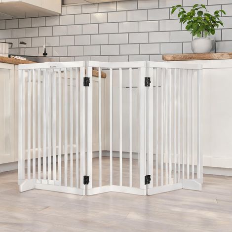 Barrière pour animaux pliable en bois massif 206 x 35,5 x 76 cm (1/5)